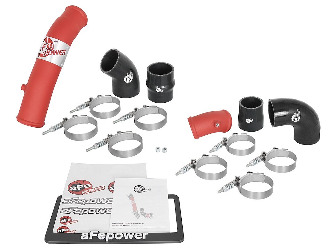 aFe Power Turbocharger Intercooler Pipe, Blade Runner, 2-1/2 Inch Diameter Cold and 2-1/4 Inch Diameter Hot Side Pipes, Red Powder Coated – 46-20324-R