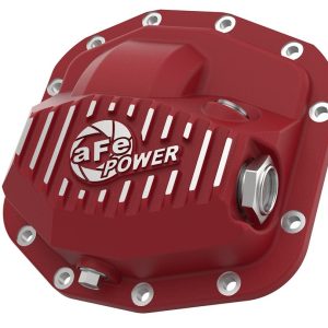 aFe Power Differential Cover, Street Series, Jeep Dana M186-12, 12 Bolt, With Fill Plug, With Drain Plug, Powder Coated Red, Cast Aluminum – 46-71010R