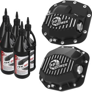 aFe Power Differential Cover, Pro Series, Jeep Dana M186-12 and M220-12, 12 Bolt, With Fill Plug, With Drain Plug, Wrinkle Black – 46-7101AB