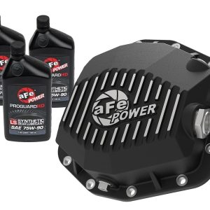 aFe Power Differential Cover, Pro Series, Dana M220, 12 Bolt, Without Girdle, Magnetic Drain Plug, With Fill Plug, Powder Coated, Black – 46-71291B