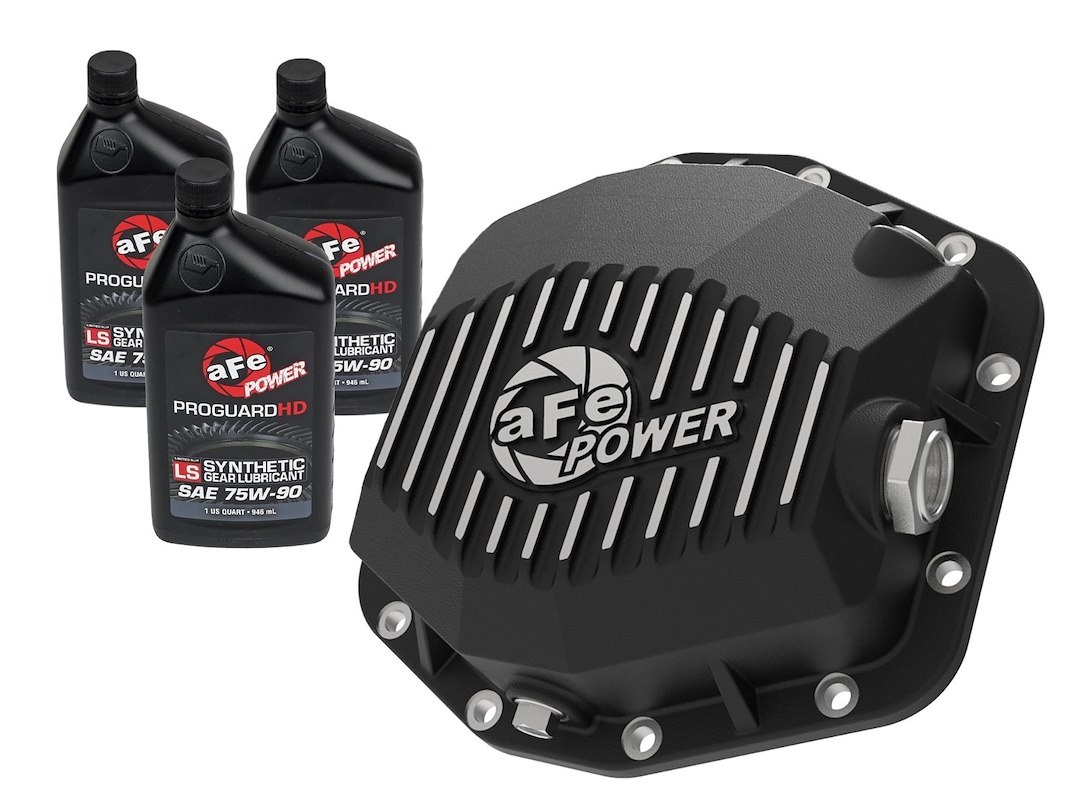 aFe Power Differential Cover, Pro Series, Dana M220, 12 Bolt, Without Girdle, Magnetic Drain Plug, With Fill Plug, Powder Coated, Black – 46-71291B