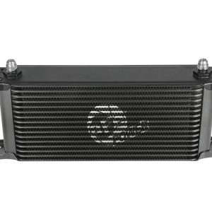 aFe Power Fluid Cooler, Blade Runner, Transmission Oil, Temperature Reductions of Up to 30° F, With 1/2 Inch Oil Hoses, Black – 46-80005