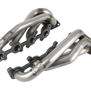 aFe Power Exhaust Header, Twisted Steel, Equal Length 1-5/8 Inch Primary Tubes, 1-5/8 Inch Thick Machined Flange, Brushed Stainless Steel – 48-33025-1