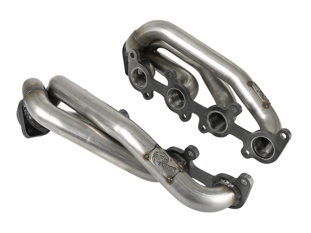 aFe Power Exhaust Header, Twisted Steel, Equal Length 1-5/8 Inch Primary Tubes, 1-5/8 Inch Thick Machined Flange, Brushed Stainless Steel – 48-33025-1