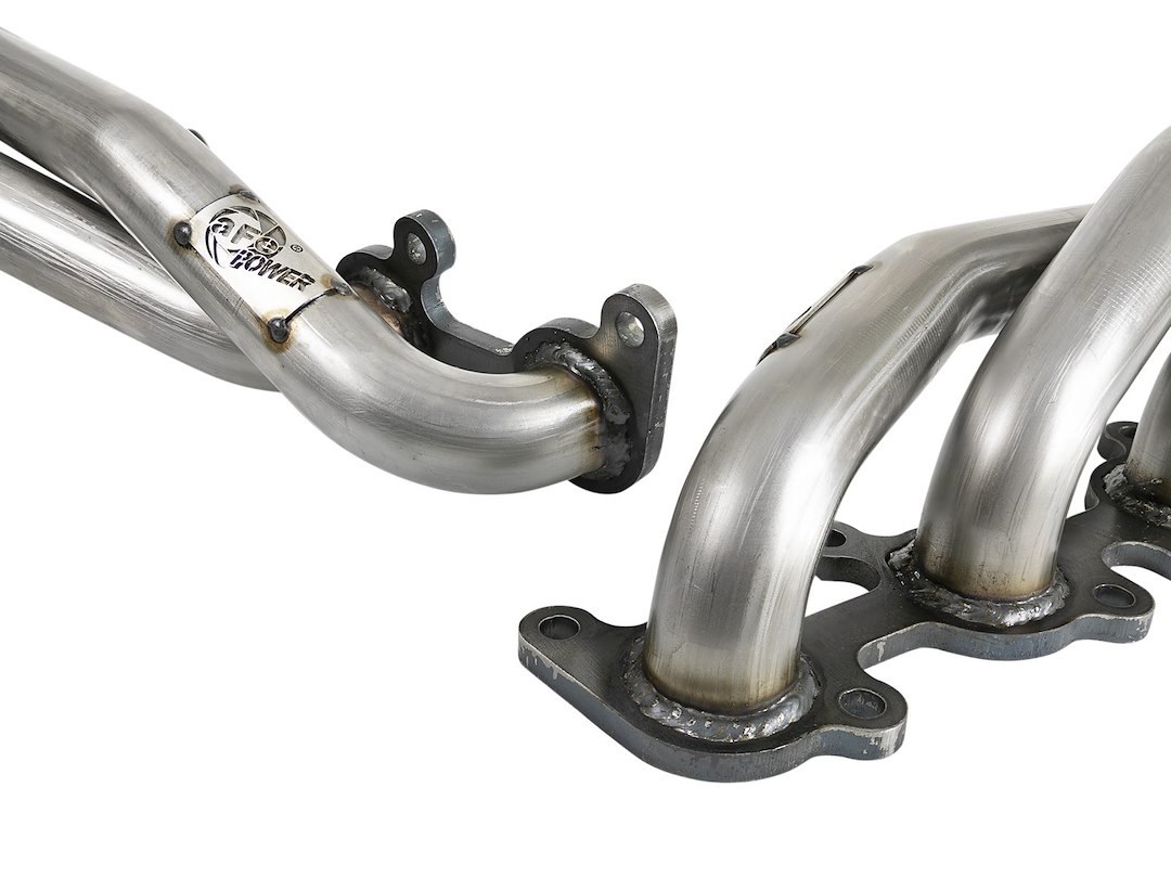 aFe Power Exhaust Header, Twisted Steel, Equal Length 1-5/8 Inch Primary Tubes, 1-5/8 Inch Thick Machined Flange, Brushed Stainless Steel – 48-33025-1