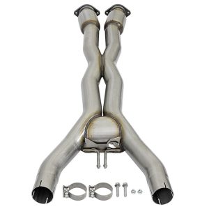 aFe Power Exhaust Crossover Pipe, Mach Force Xp X Pipe, Aluminized Steel, 3 Inch, With Converters – 48-34129-YC