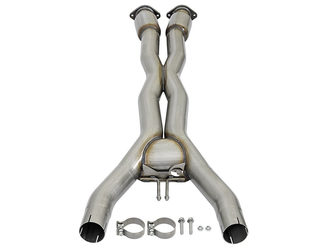 aFe Power Exhaust Crossover Pipe, Mach Force Xp X Pipe, Aluminized Steel, 3 Inch, With Converters – 48-34129-YC