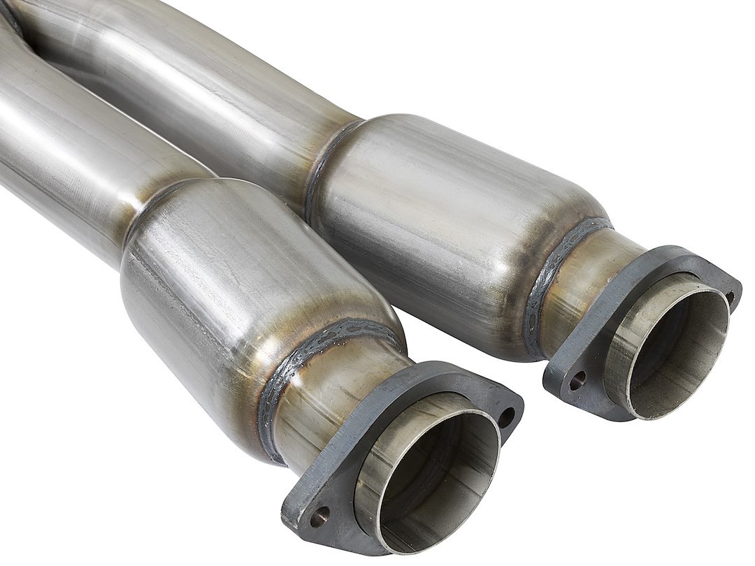aFe Power Exhaust Crossover Pipe, Mach Force Xp X Pipe, Aluminized Steel, 3 Inch, With Converters – 48-34129-YC