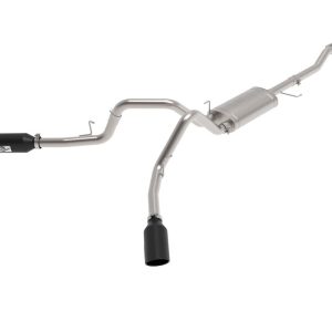 aFe Power Exhaust System Kit, Vulcan Cat-Back System, Stainless Steel, With Muffler, 3 Inch Pipe Diameter, Single Exhaust with Dual Exit – 49-33126-B