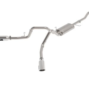 aFe Power Exhaust System Kit, Vulcan Cat-Back System, Stainless Steel, With Muffler, 3 Inch Pipe Diameter, Single Exhaust with Dual Exit – 49-33126-P