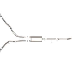 aFe Power Exhaust System Kit, Vulcan Cat-Back System, Stainless Steel, With Muffler, 3 Inch Pipe Diameter, Single Exhaust with Dual Exit – 49-33126-P