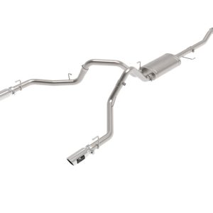 aFe Power Exhaust System Kit, Vulcan Cat-Back System, Stainless Steel, With Muffler, 3 Inch Pipe Diameter, Single Exhaust with Dual Exit – 49-33127-P