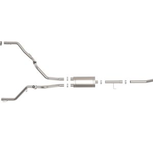 aFe Power Exhaust System Kit, Vulcan Cat-Back System, Stainless Steel, With Muffler, 3 Inch Pipe Diameter, Single Exhaust with Dual Exit – 49-33127-P