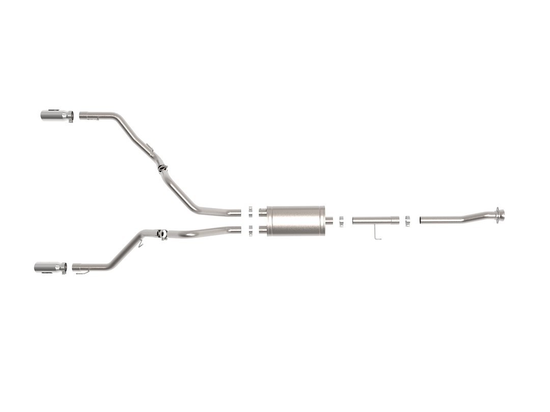 aFe Power Exhaust System Kit, Vulcan Cat-Back System, Stainless Steel, With Muffler, 3 Inch Pipe Diameter, Single Exhaust with Dual Exit – 49-33127-P