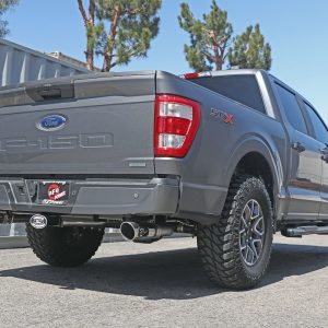 aFe Power Exhaust System Kit, Vulcan Cat-Back System, Stainless Steel, With Muffler, 3 Inch Pipe Diameter, Single Exhaust with Dual Exit – 49-33127-P