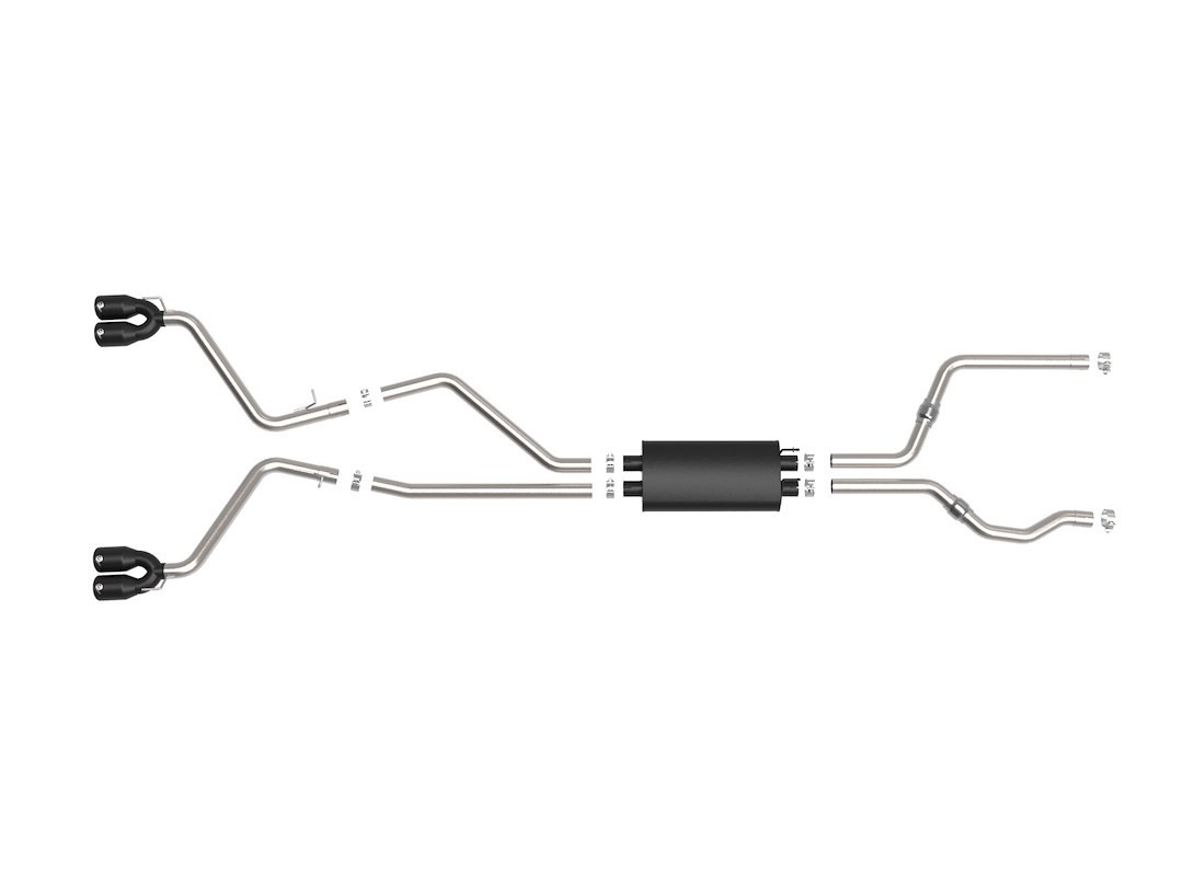 aFe Power Exhaust System Kit, Mach Force Xp Cat Back System, Stainless Steel, With Muffler, 2-1/2 Inch Diameter Pipe, Dual Exit – 49-33139-B