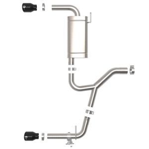 aFe Power Exhaust System Kit, Mach Force Xp Cat Back System, Stainless Steel, With Mufflers, 3 Inch to 2-1/2 Inch Diameter Pipe – 49-36349-B