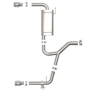 aFe Power Exhaust System Kit, Mach Force Xp Cat Back System, Stainless Steel, With Mufflers, 3 Inch to 2-1/2 Inch Diameter Pipe – 49-36349-P