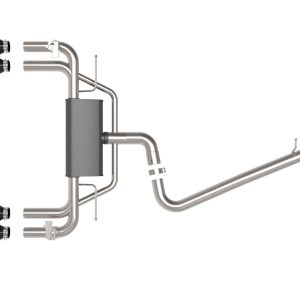 aFe Power Exhaust System Kit, Mach Force Xp Cat Back System, Stainless Steel, With Muffler, 3 Inch to 2-1/2 Inch Pipe Diameter – 49-36442-B