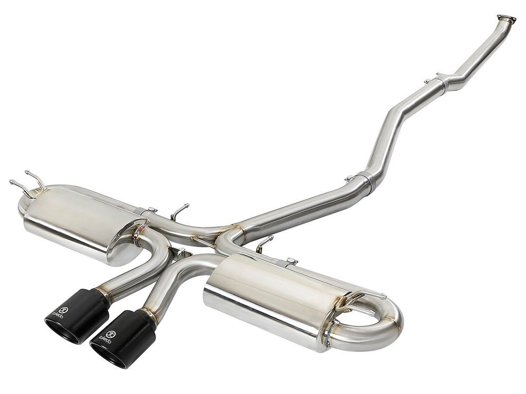aFe Power Exhaust System Kit, Takeda Cat Back System, 304 Stainless Steel, With Mufflers, 3 Inch to 2-1/2 Inch Pipe Diameter – 49-36618-B