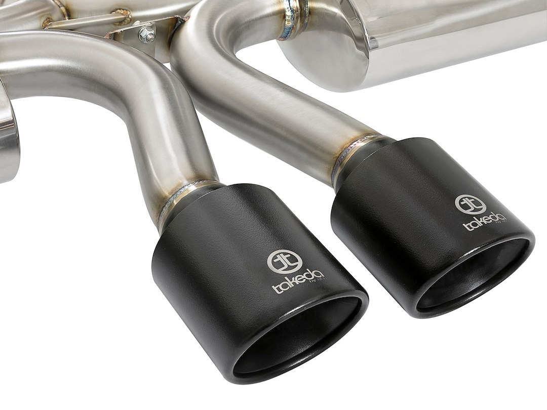 aFe Power Exhaust System Kit, Takeda Cat Back System, 304 Stainless Steel, With Mufflers, 3 Inch to 2-1/2 Inch Pipe Diameter – 49-36618-B