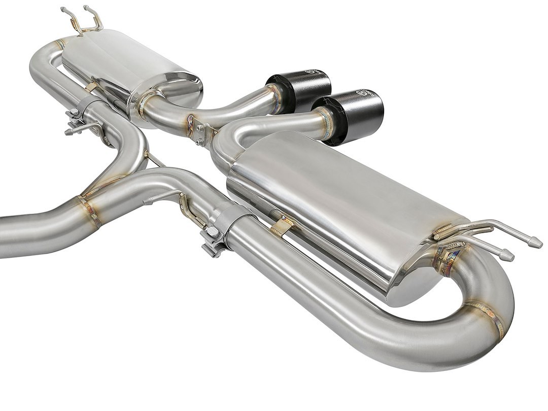 aFe Power Exhaust System Kit, Takeda Cat Back System, 304 Stainless Steel, With Mufflers, 3 Inch to 2-1/2 Inch Pipe Diameter – 49-36618-B