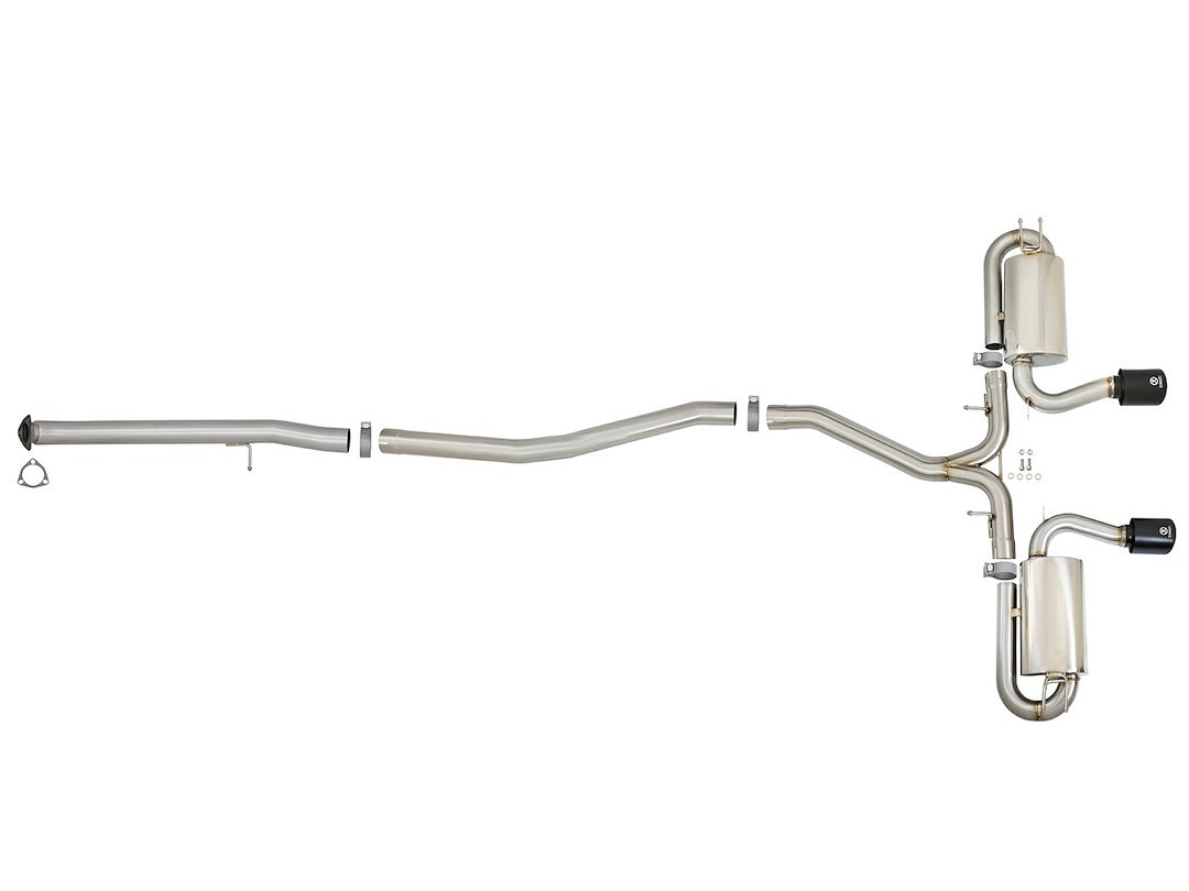 aFe Power Exhaust System Kit, Takeda Cat Back System, 304 Stainless Steel, With Mufflers, 3 Inch to 2-1/2 Inch Pipe Diameter – 49-36618-B