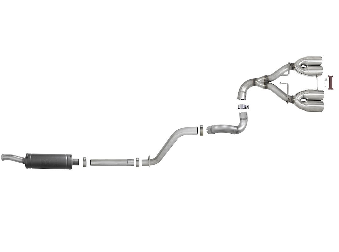 aFe Power Exhaust System Kit, Rebel Cat-Back System, 304 Stainless Steel, With Muffler, 2-1/2 Inch Pipe Diameter – 49-38073-P