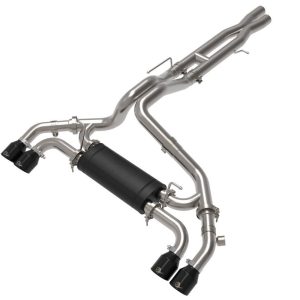 aFe Power Exhaust System Kit, Vulcan Cat-Back System, Stainless Steel, With Muffler, 3 Inch to 3-1/2 Inch Pipe Diameter – 49-38098-B