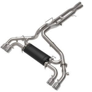 aFe Power Exhaust System Kit, Vulcan Cat-Back System, Stainless Steel, With Muffler, 3 Inch to 3-1/2 Inch Pipe Diameter – 49-38098-P