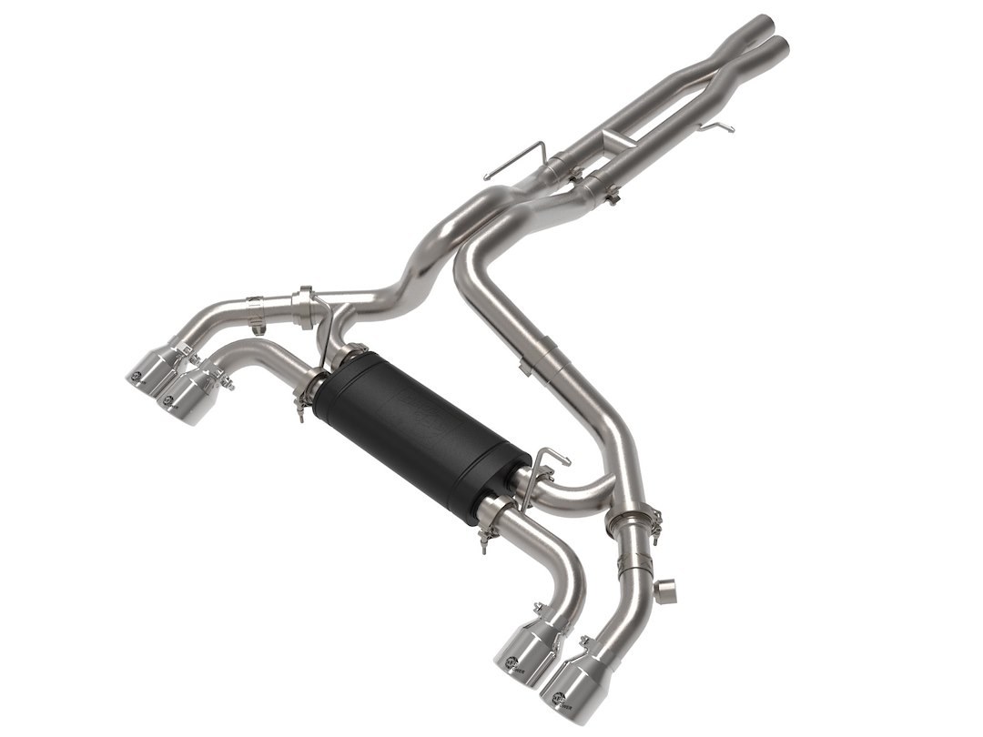 aFe Power Exhaust System Kit, Vulcan Cat-Back System, Stainless Steel, With Muffler, 3 Inch to 3-1/2 Inch Pipe Diameter – 49-38098-P