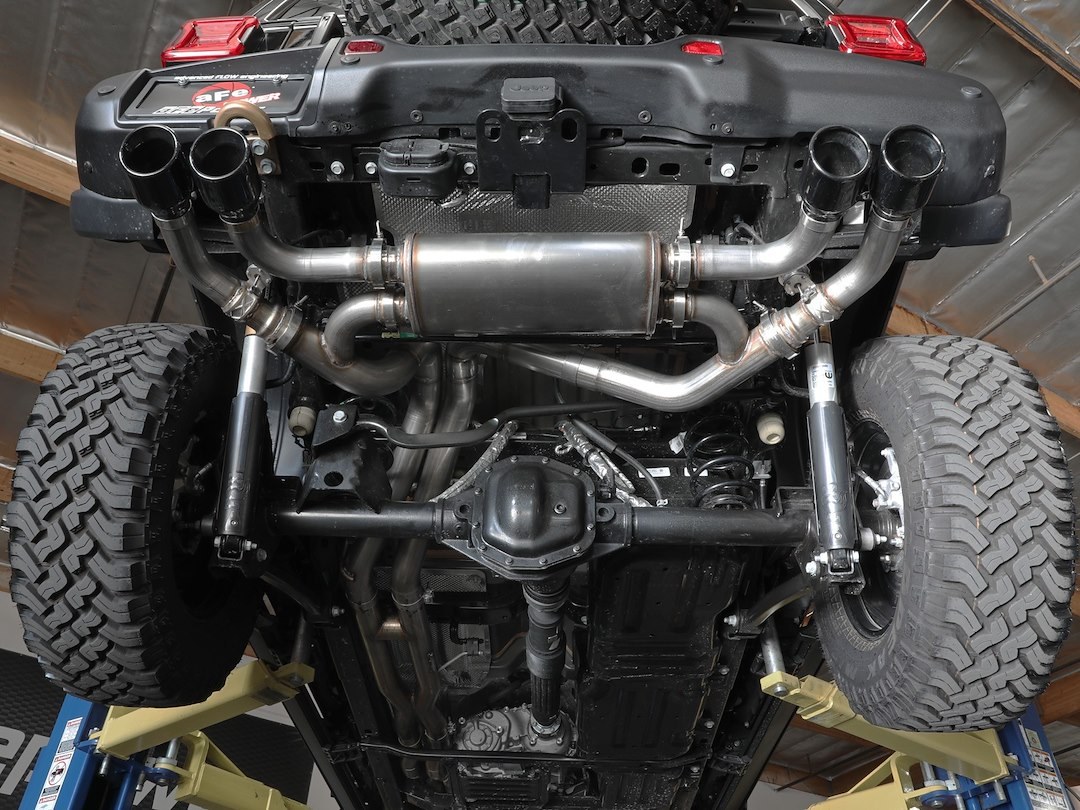 aFe Power Exhaust System Kit, Vulcan Cat-Back System, Stainless Steel, With Muffler, 3 Inch to 3-1/2 Inch Pipe Diameter – 49-38098-P