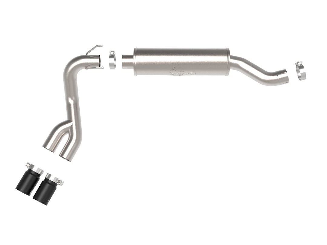 aFe Power Exhaust System Kit, Rebel Cat-Back System, Stainless Steel, With Muffler, 3-1/2 Inch Pipe Diameter – 49-42082-B