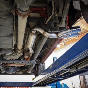 aFe Power Exhaust System Kit, Rebel Cat-Back System, Stainless Steel, With Muffler, 3-1/2 Inch Pipe Diameter – 49-42082-P