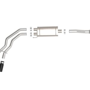 aFe Power Exhaust System Kit, Rebel Cat-Back System, Stainless Steel, With Muffler, 3 Inch to 2-1/2 Inch Pipe Diameter – 49-43128-B