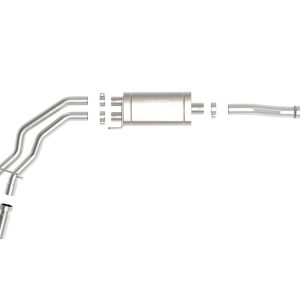 aFe Power Exhaust System Kit, Rebel Cat-Back System, Stainless Steel, With Muffler, 3 Inch to 2-1/2 Inch Pipe Diameter – 49-43128-P
