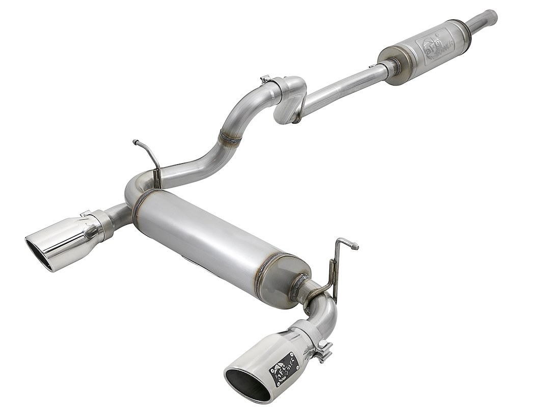aFe Power Exhaust System Kit, Rebel Cat-Back System, 409 Stainless Steel, With Mufflers, 2-1/2 Inch Pipe Diameter – 49-48066-P