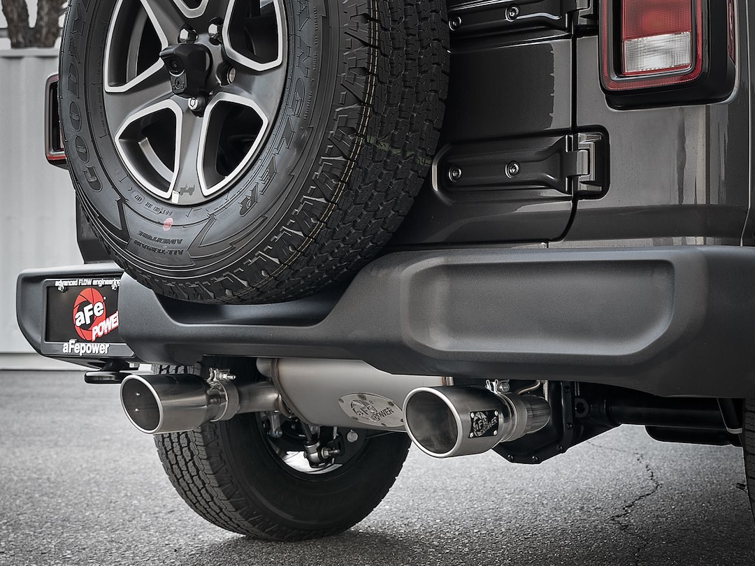 aFe Power Exhaust System Kit, Rebel Cat-Back System, 409 Stainless Steel, With Mufflers, 2-1/2 Inch Pipe Diameter – 49-48066-P