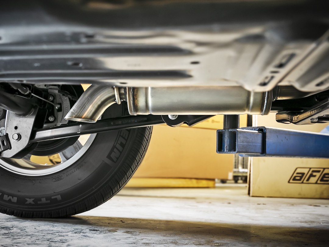 aFe Power Exhaust System Kit, Rock Basher Cat Back System, Stainless Steel, With Muffler, 3 Inch Pipe Diameter – 49-48074
