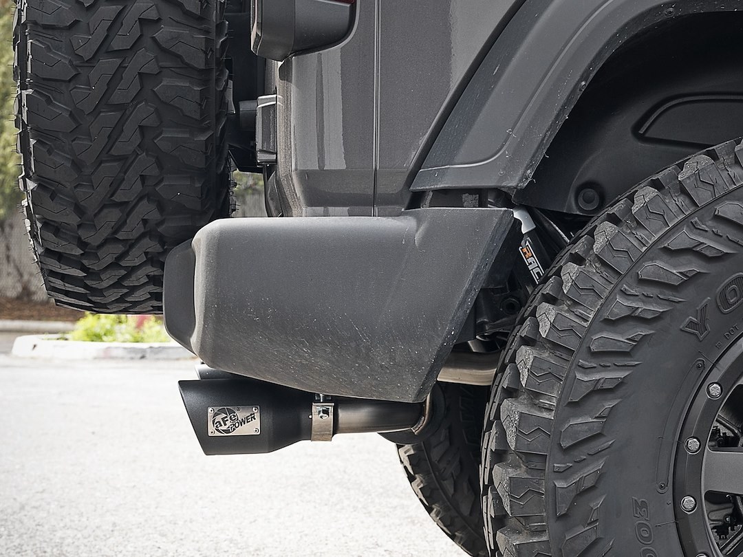 aFe Power Exhaust System Kit, Rebel Cat-Back System, 409 Stainless Steel, With Muffler, 3 Inch to 2-1/2 Inch Pipe Diameter – 49-48096-B
