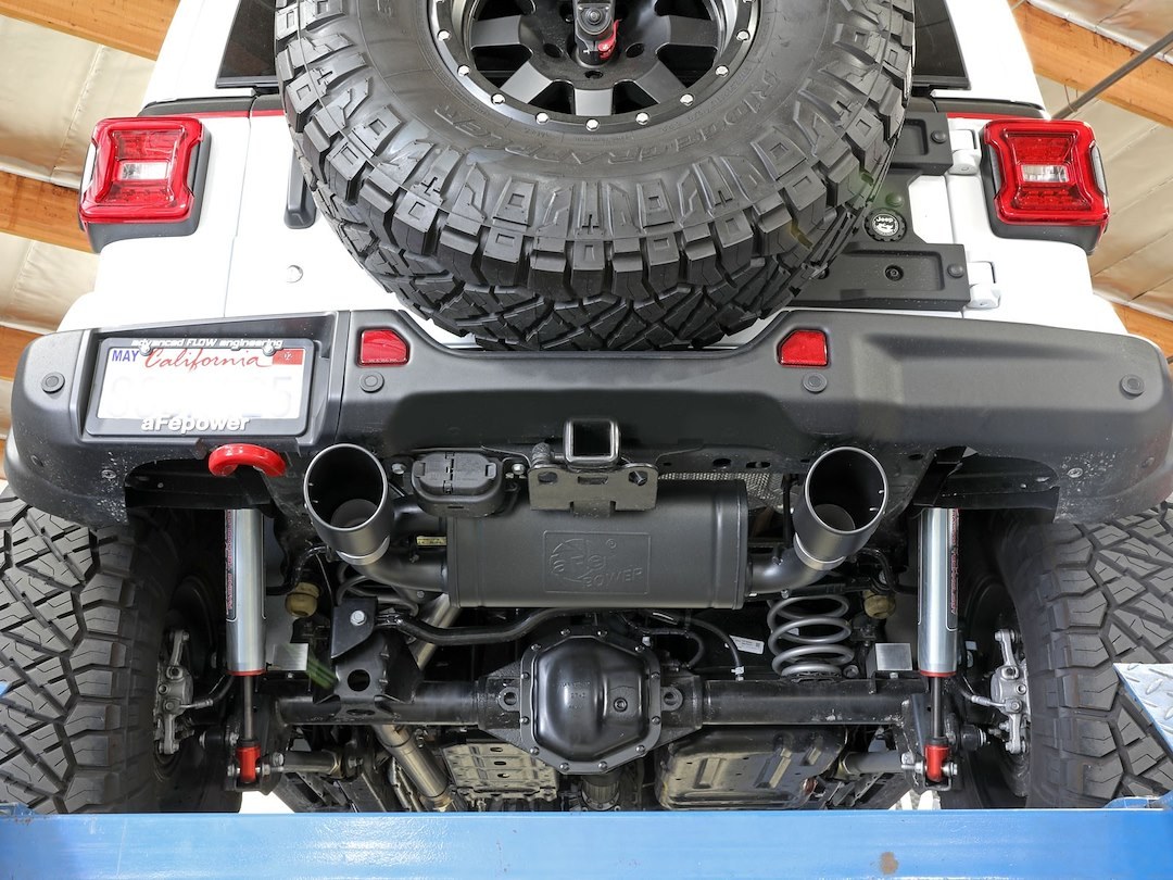 aFe Power Exhaust System Kit, Rebel Cat-Back System, 409 Stainless Steel, With Muffler, 3 Inch to 2-1/2 Inch Pipe Diameter – 49-48096-B