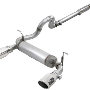 aFe Power Exhaust System Kit, Rebel Cat-Back System, 409 Stainless Steel, With Muffler, 3 Inch to 2-1/2 Inch Pipe Diameter – 49-48096-P