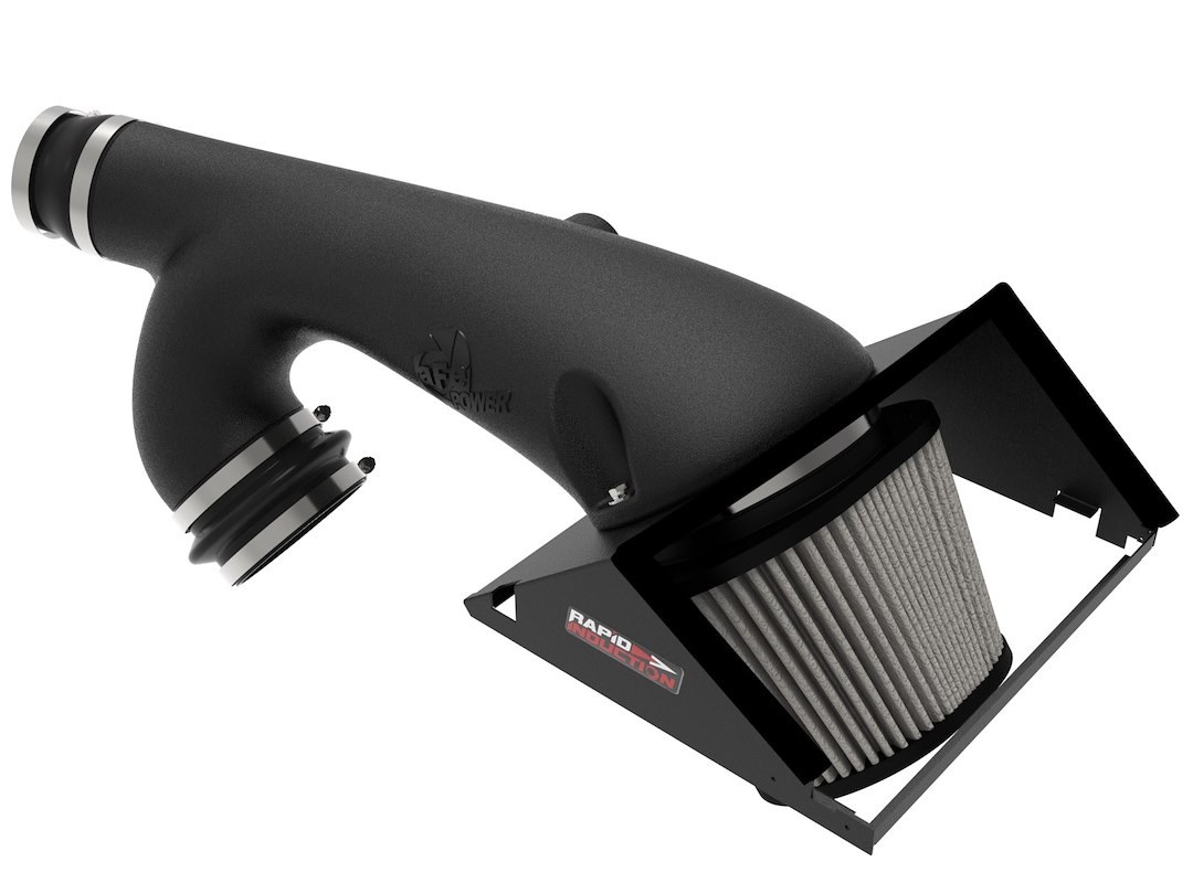aFe Power Cold Air Intake, Rapid Induction, Black Plastic Tube, White Pro Dry S Filter, With Heat Shield – 52-10010D