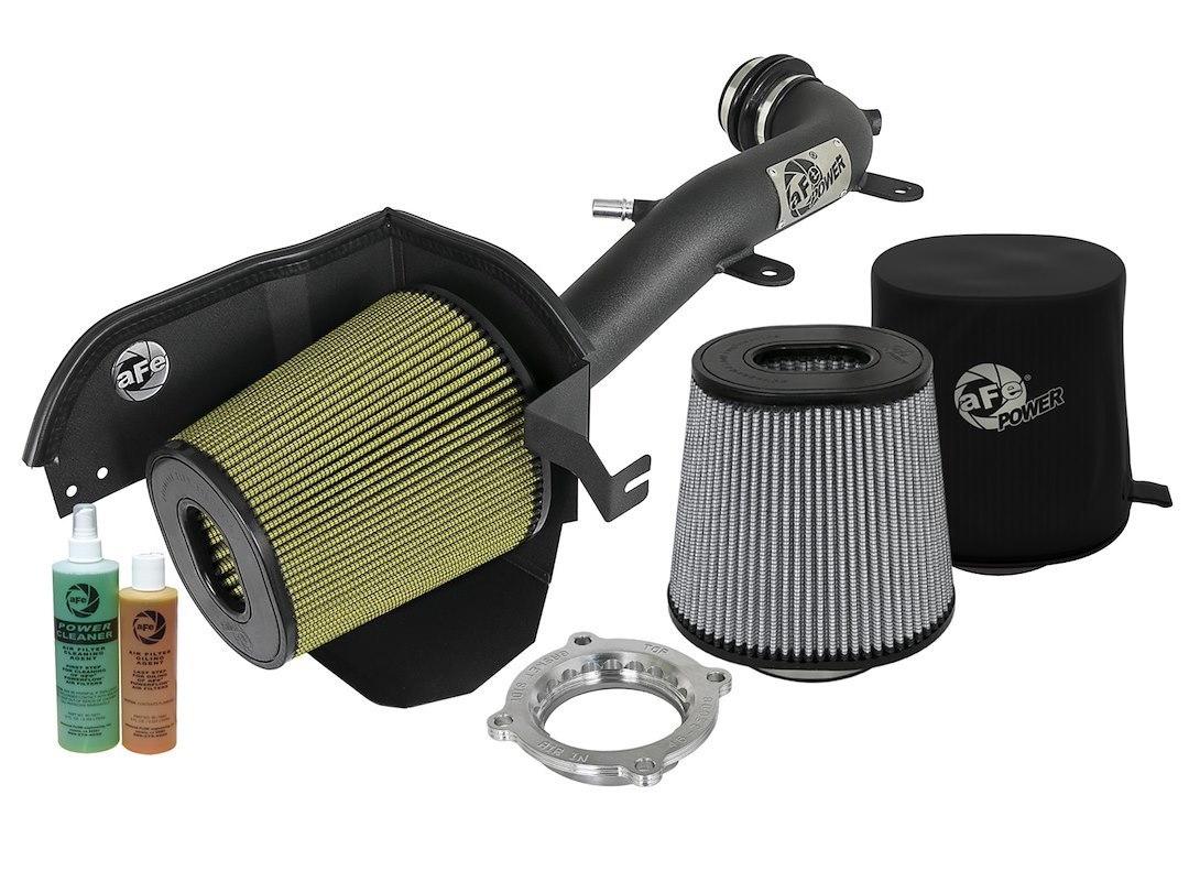 aFe Power Cold Air Intake, Magnum Force Stage 2, Black Aluminum Tube, Yellow Filter, With Heat Shield – 52-13002-B