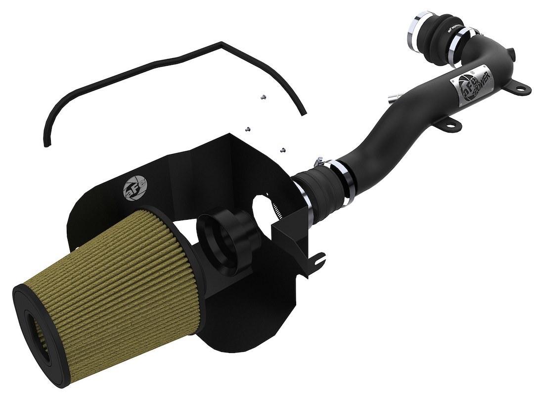 aFe Power Cold Air Intake, Magnum Force Stage 2, Black Aluminum Tube, Yellow Filter, With Heat Shield – 52-13002-B