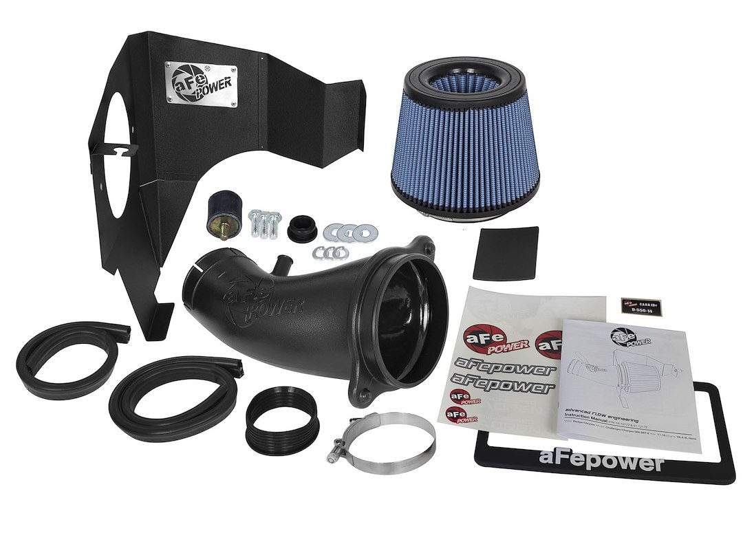 aFe Power Cold Air Intake, Magnum Force Stage 2, Black Molded Plastic Tube, Blue Pro 5R Filter, With Heat Shield – 54-12172