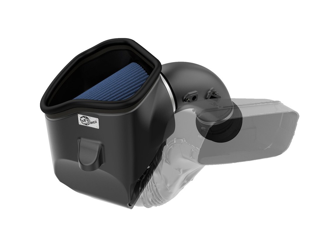 aFe Power Cold Air Intake, Magnum Force Pro 5R Stage 2, Black Plastic Tube, Blue Pro 5R Filter, With Heat Shield – 54-13046R