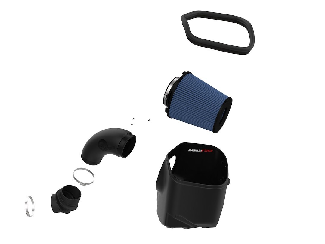 aFe Power Cold Air Intake, Magnum Force Pro 5R Stage 2, Black Plastic Tube, Blue Pro 5R Filter, With Heat Shield – 54-13046R