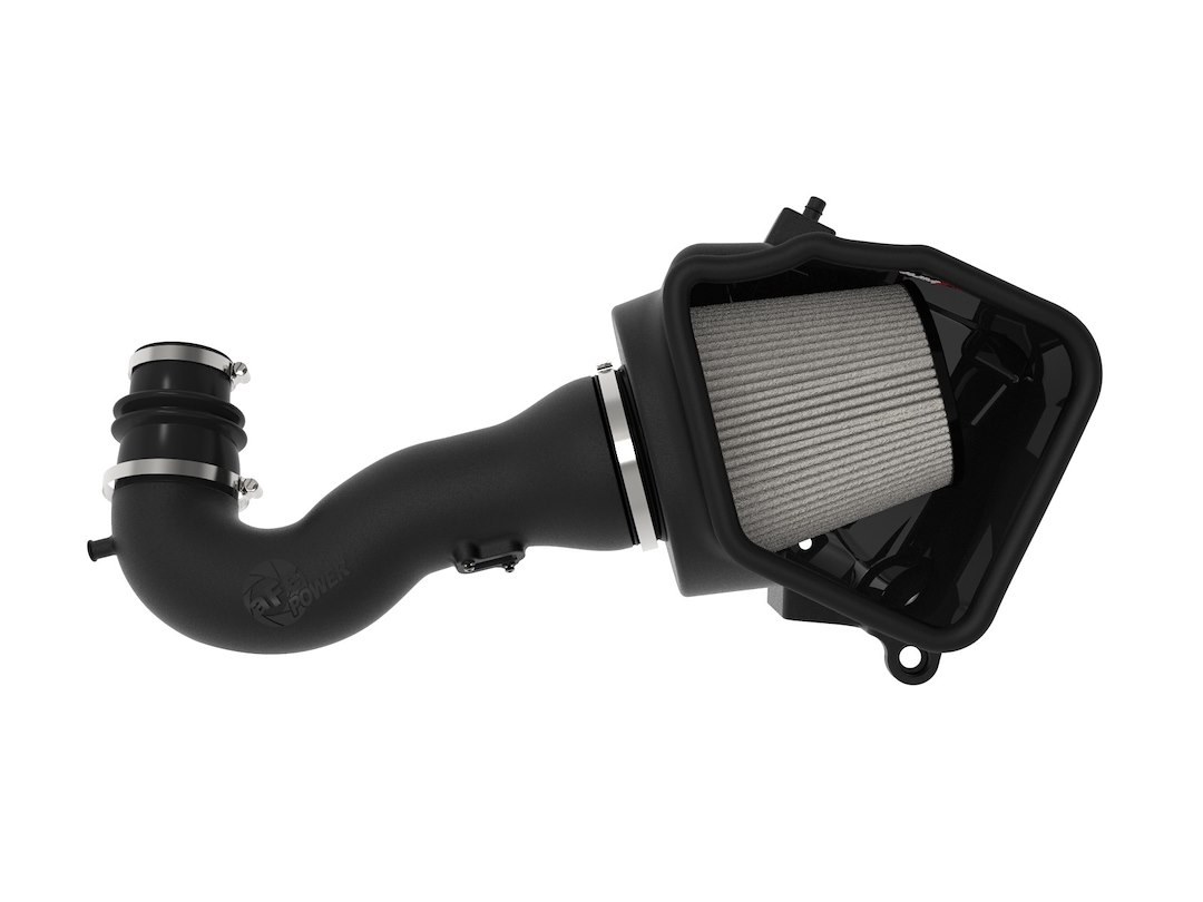 aFe Power Cold Air Intake, Magnum Force Stage 2 Pro Dry S, Black Plastic Tube, White Filter, With Heat Shield – 54-13057D