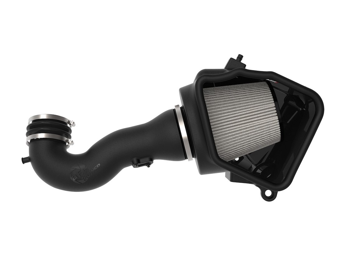 aFe Power Cold Air Intake, Magnum Force Stage 2 Pro Dry S, Black Plastic Tube, White Filter, With Heat Shield – 54-13058D